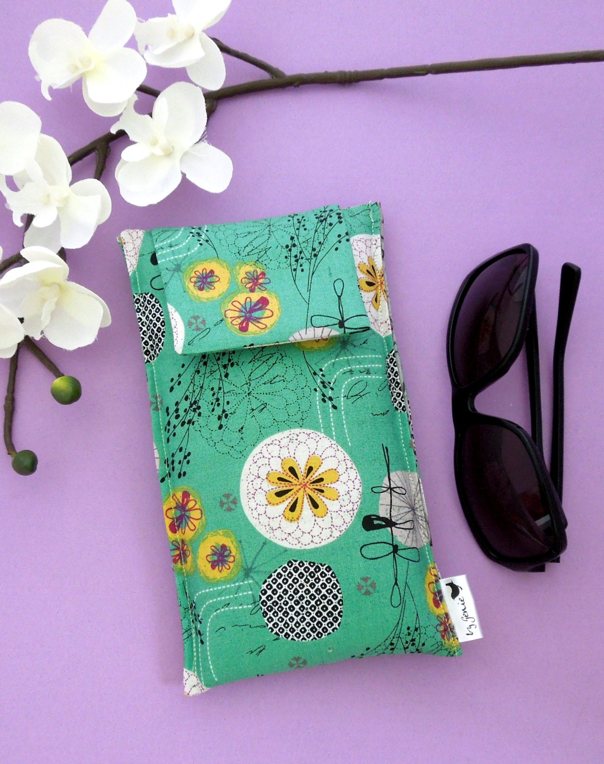 Roomy Sunglasses Case in a Beautiful Slightly Abstract Design