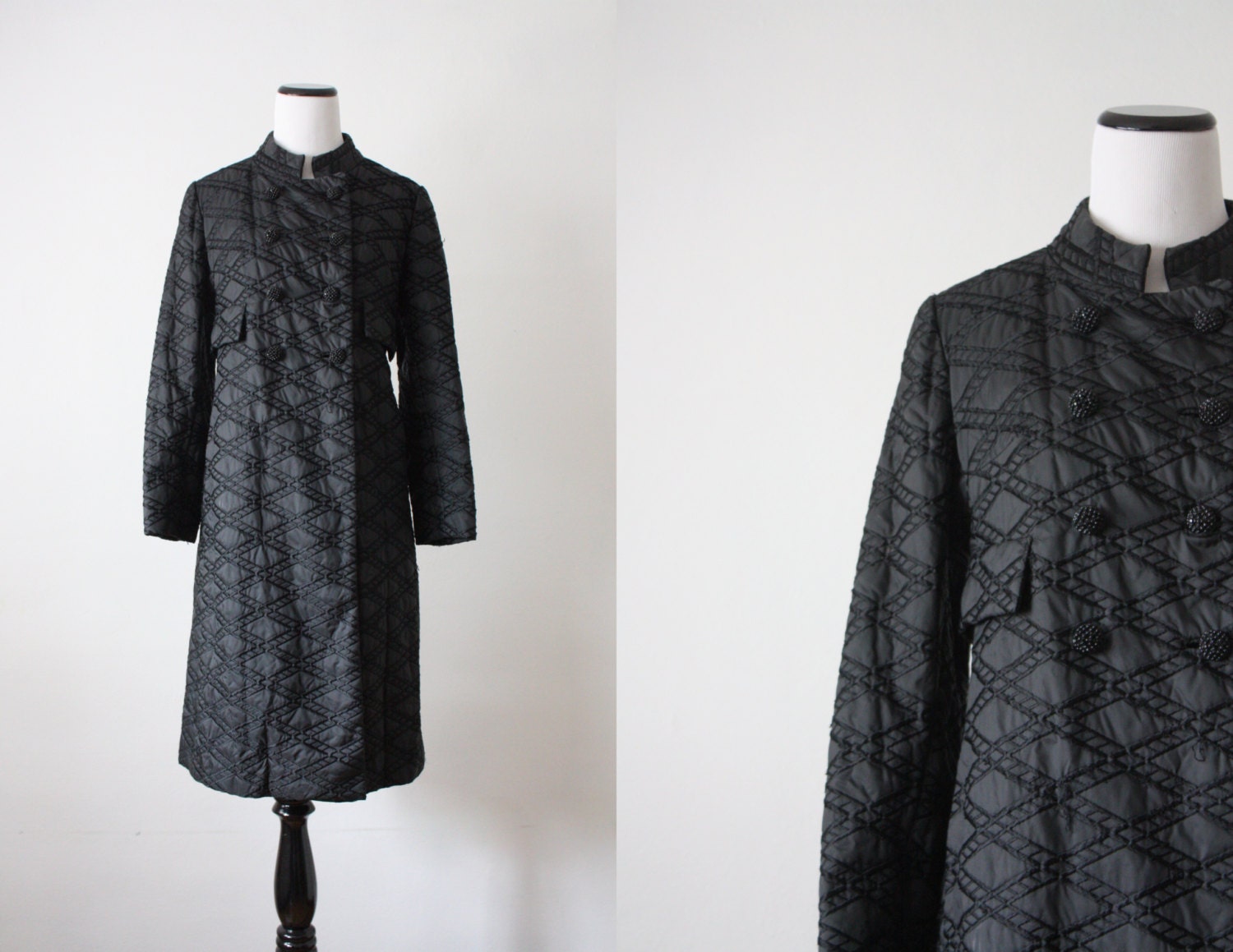 vintage 1960's black diamond coat
