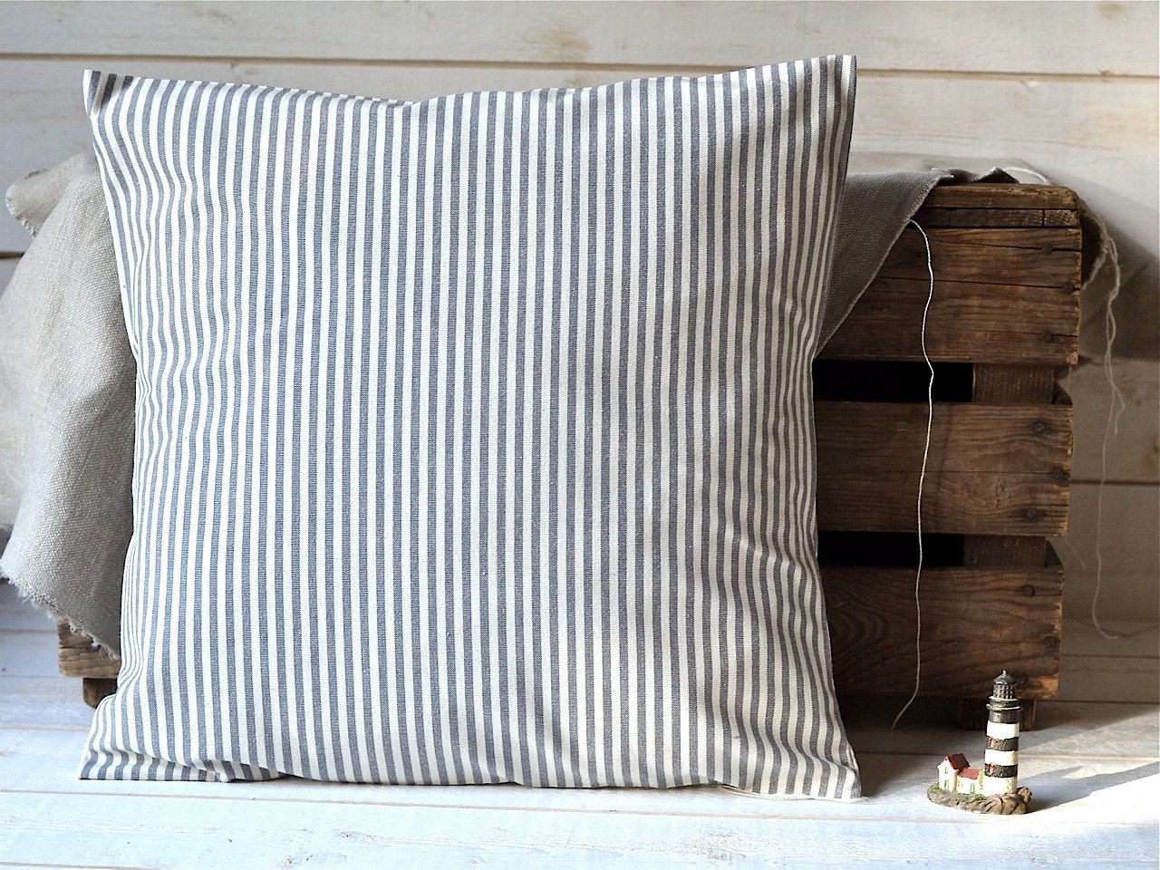 GRAY Striped pillow cover home decor pillow 16" x 16" Eco friendly Gift Under 50 stripe home