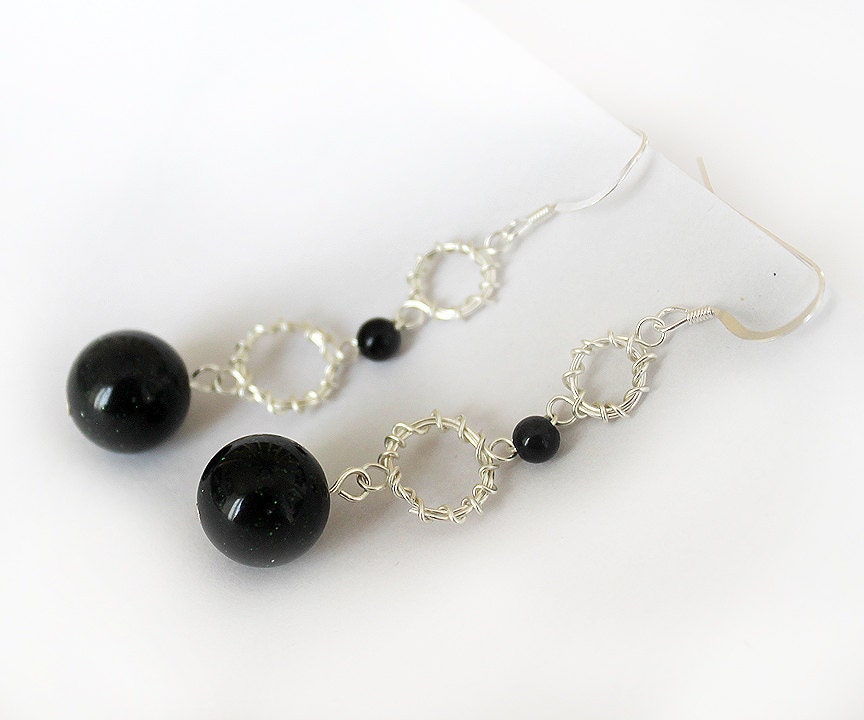 Green gold stone sterling silver Earrings
