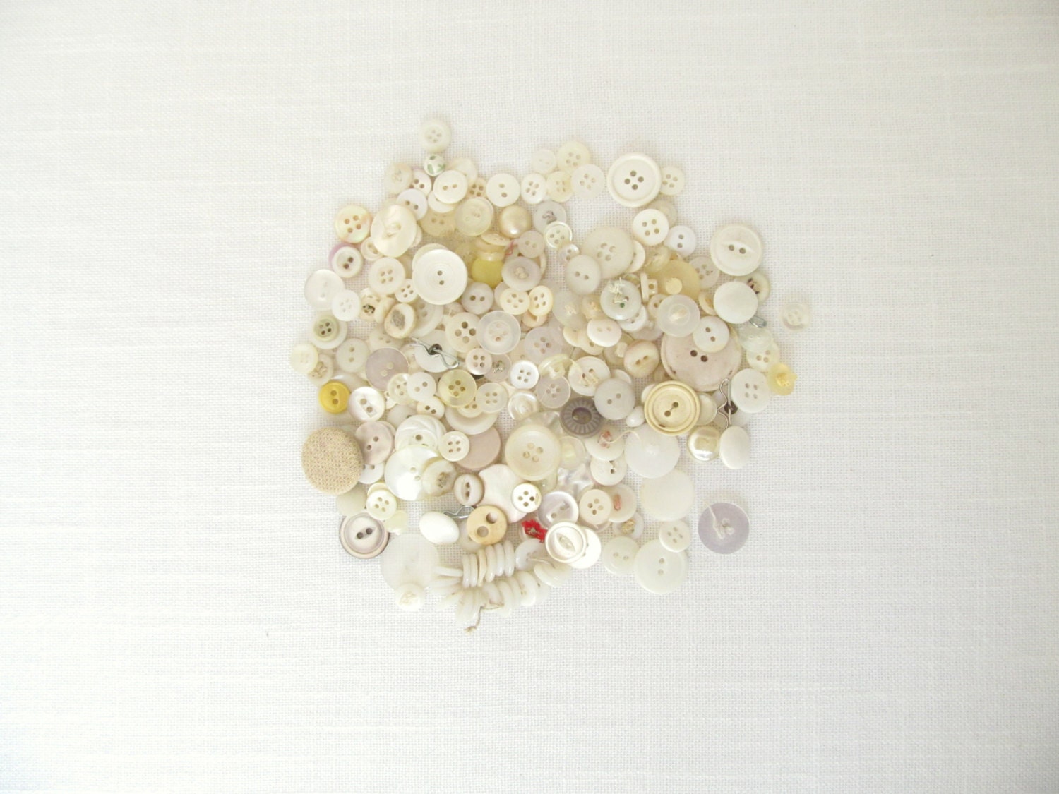 Pot Of White Vintage Buttons