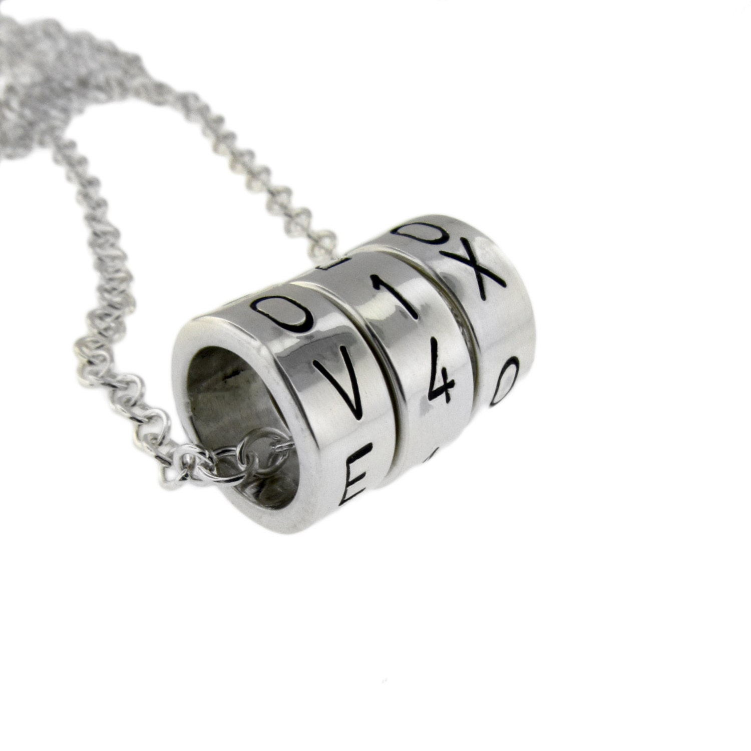 Love Loop Necklace - Hand Stamped Three Loop Spinner Charm Necklace