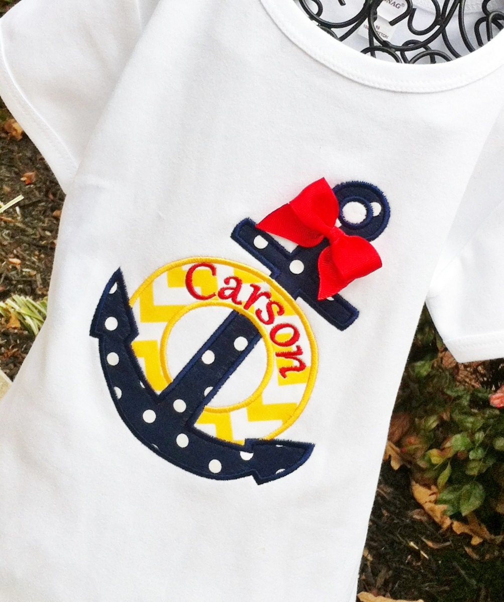 Girls Personalized Appliqued Anchor Shirt