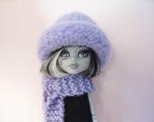 Handmade Monster High Doll Clothes....Hand Knitted and Felted Hat and Matching Scarf