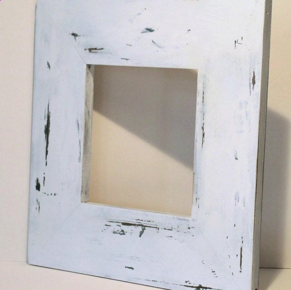 Painted Wood White Distressed Frame Custom Shabby Chic Farmhouse Cottage