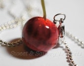 Cherry Necklace, Miniature Food Jewelry, Polymer Clay Food Necklace