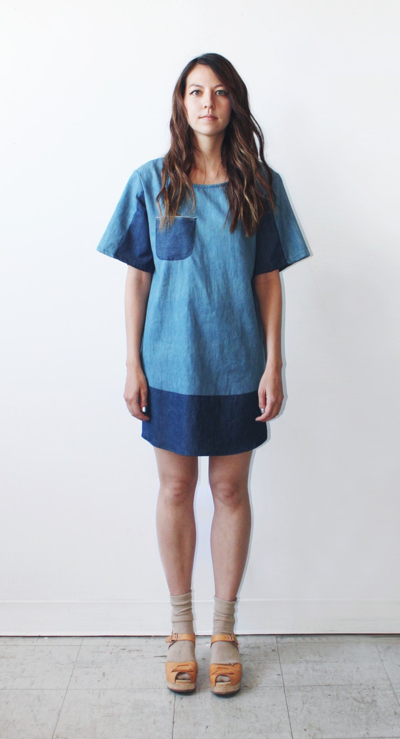 Denim T Dress w/ Contrast