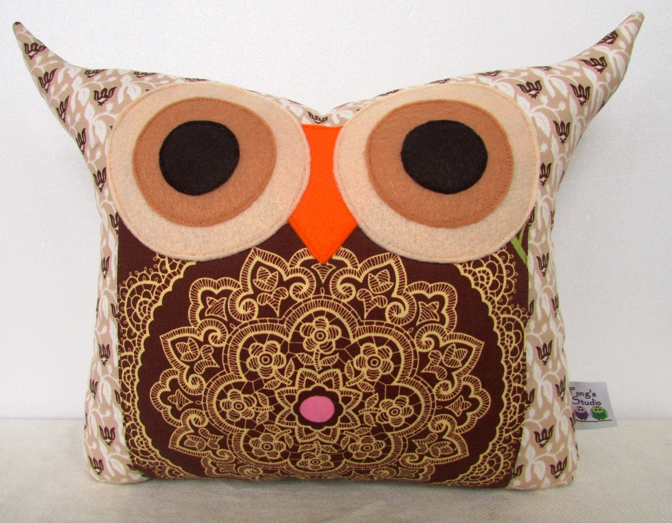 Brown/ Jumping Forest owl pillow/Ready to ship