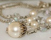 Deco Pearl Bridal Necklace. Wedding Jewelry.