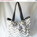 Weekend Sale - Chevron diaper bag - Grey zig zag large weekender -Made to Order