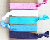 elastic hair ties... plum, simply white, teal, ocean blue, navy blue