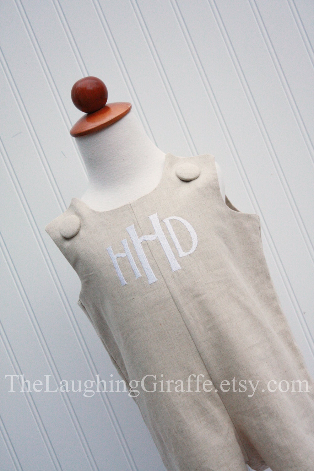 NEW...The William...Boys Linen Monogrammed Jon Jon, Shortall, Romper