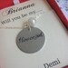 30% SALE Ask Flowergirl, Bridal Party Gift, Handstamped charm necklace. Other Color Pearl Available. FREE Notecard Jewelry Box.