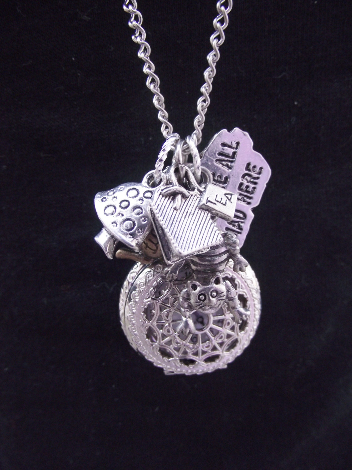 Mad Tea - Silver Version - Wonderland Vintage Style Pocket Watch Neckace