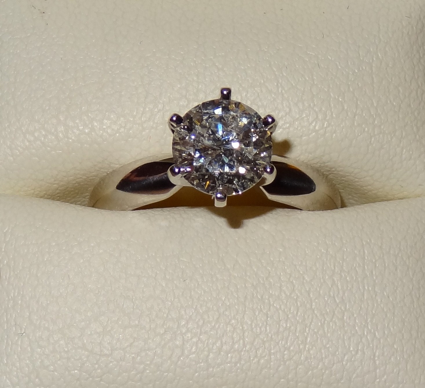 Ladies 14k White Gold 1.53 Carat Diamond Solitaire Ring