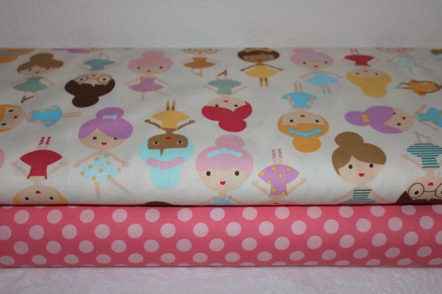 Robert Kaufman Michael Miller  Fabric Duo Girlfriends Ballerina Sweet and Ta Dot Petal 2 yards total