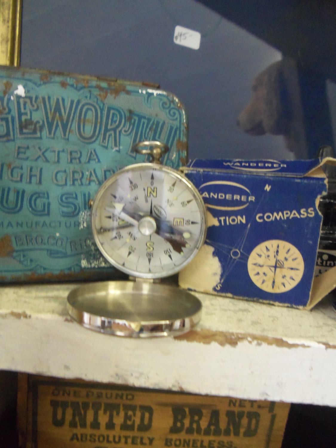 Vintage Chrome Wanderer Compass With Bail On Top from Rustysecrets