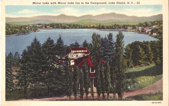 Vintage New York Postcard - Mirror Lake at Lake Placid (Unused)