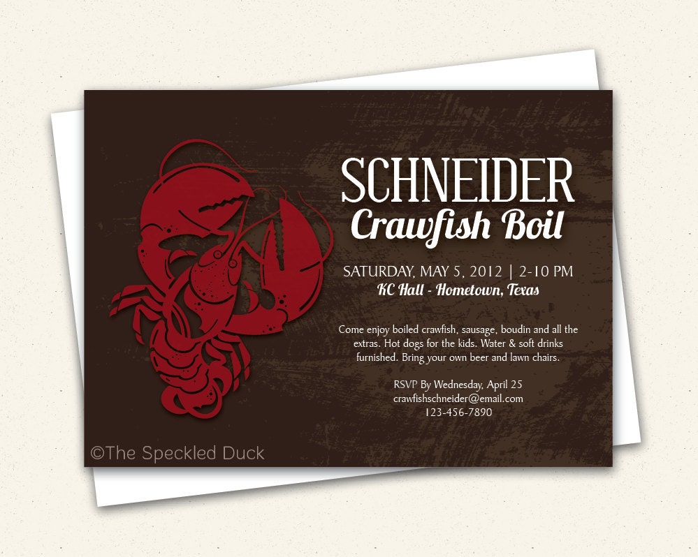 Custom "Painted Wood" Crawfish Boil Invitation Il_170x135