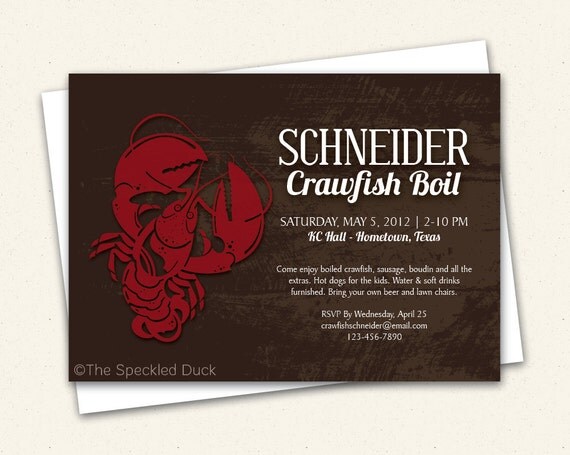 Custom "Painted Wood" Crawfish Boil Invitation Il_570xn