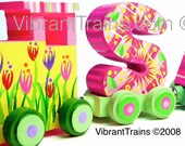 EIGHT LETTER Personalized Wooden Alphabet Name Train Keepsake Toy Custom Hand Painted and Personalized