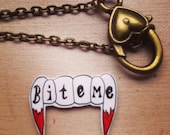 Vampire Werewolf 'Bite Me' necklace brooch