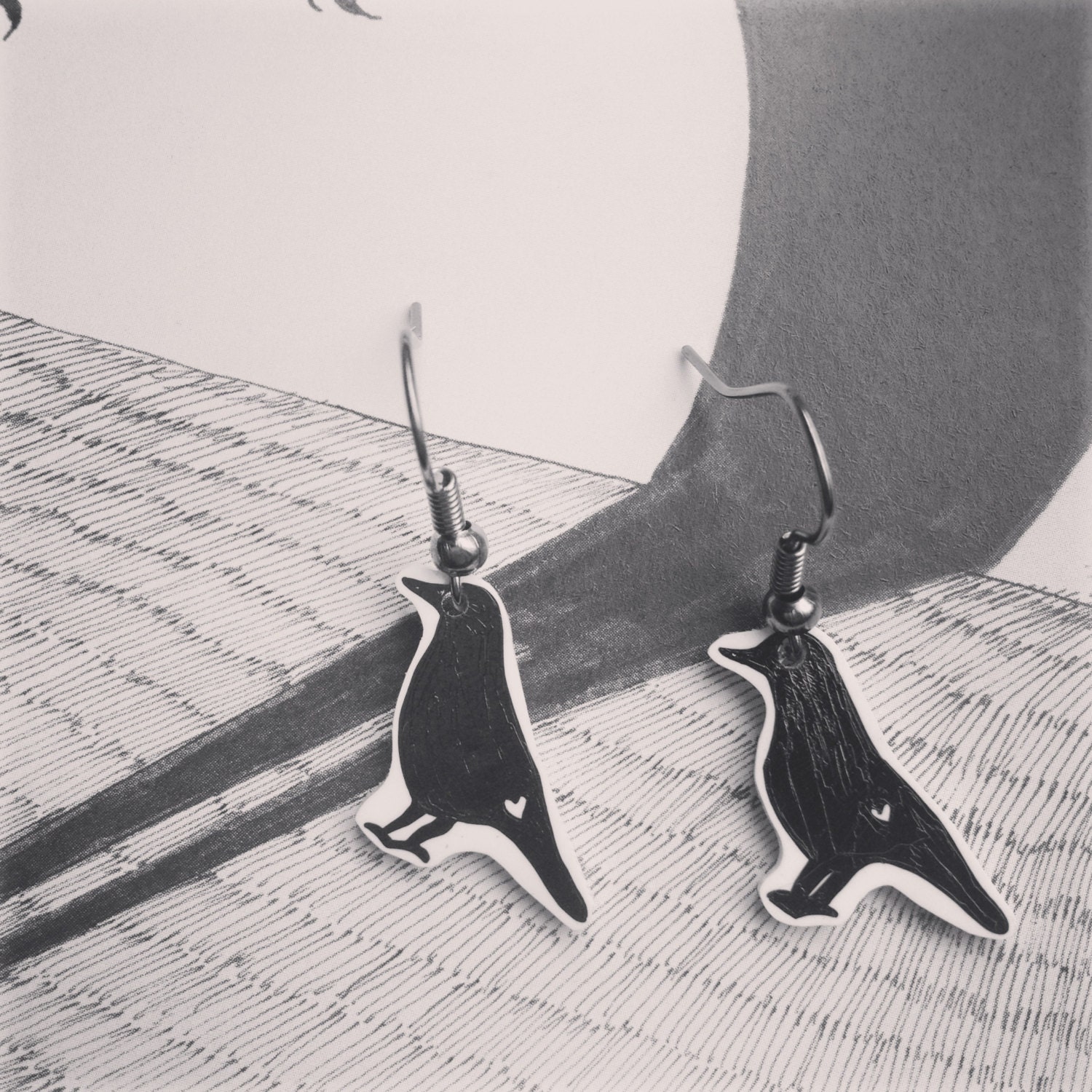 Gothic Black Raven earrings