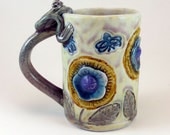 Tea Cup Country Flower - Handmade Pottery Mug - Frog Cup