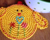 Crochet Double-Faced Chick Coaster Easter, Spring