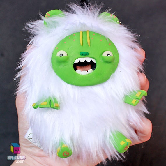 Cute Monster Polymer Clay Sculpture Kawaii Yeti Toy - Creature Animal Character Creepy Cute Plush sasquatch - Kriture n.75