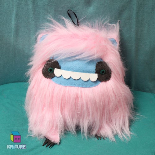 Big Long fur plush monster Teddy bear - Cute Handmade plushie - Baby pink furry Plush Kriture no. 1