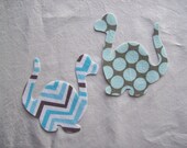 2 Small Fabric Iron On Dinosaur Appliques