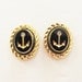 Black and Gold Anchor Stud Earrings - Nautical Rhinestone Anchor Rope Oval Gold Plated Post Earrings - Preppy Bridesmaid, Wedding, Bridal