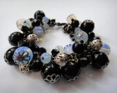 Moonstone and Black Bobble Bracelet (gun metal),