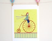 She Rides a Penny Farthing  - Fine Art Print