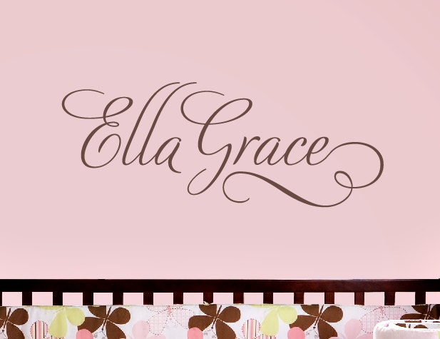 Swirly Custom Name Decal - 36" wide size - Baby Nursery Children