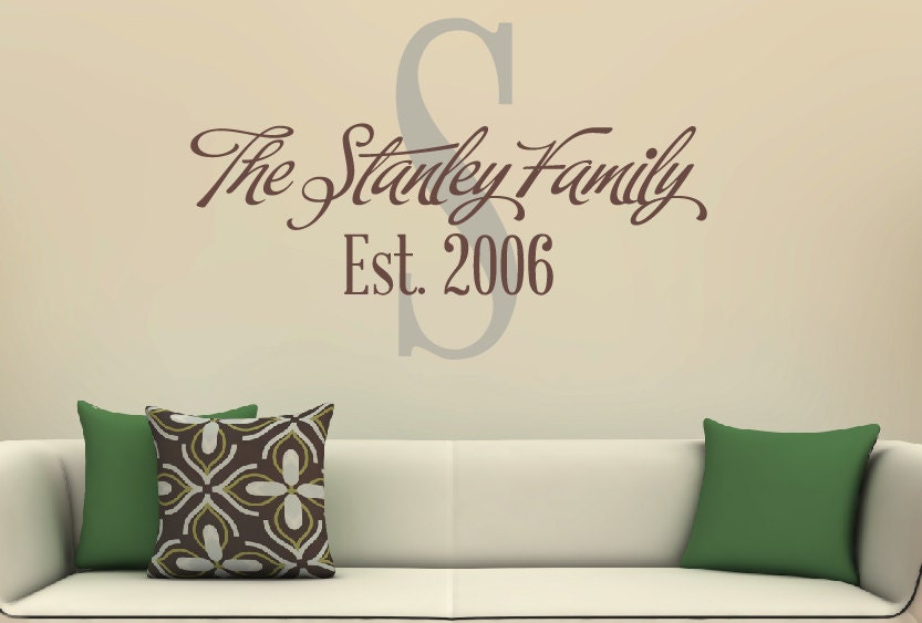 Custom Family Wall Decal -Personalized Vinyl Decal - Monogram