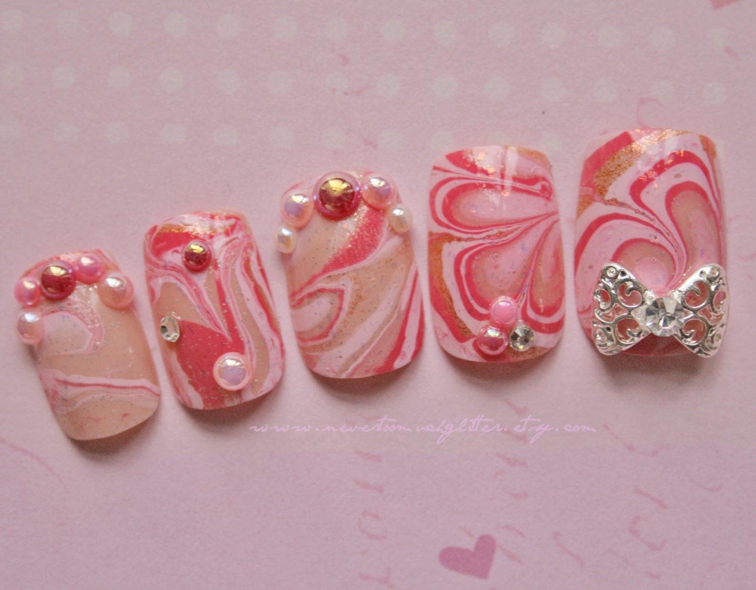 Japanese 3D Nail Art-Strawberries n Cream-  Kawaii False Nails For Lolita, Gyaru and Cosplay