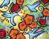 A Small Dream in the Making 8" x 8" - Whimsical Hummingbird Print