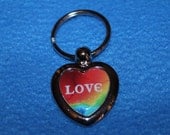 Love Keychain, Tie Dye Love Heart Keychain