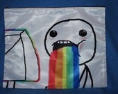 Puking Rainbows Pouch or Cosmetic Bag  - HUGE 14 x 11 inches Reddit, meme, Cuteness Overload