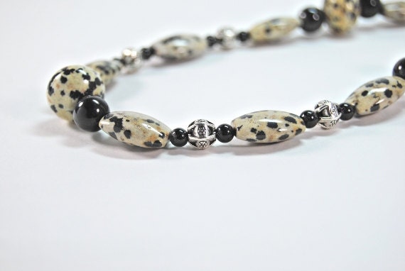 Dalmatian Jasper Black & Silver Necklace