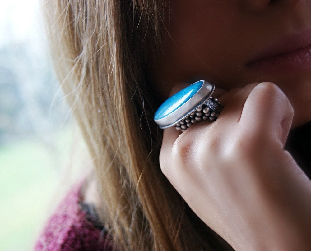 Reserved - S.A.L.E. 25% off - A Pool of Peace - Turquoise Sterling Silver Ring