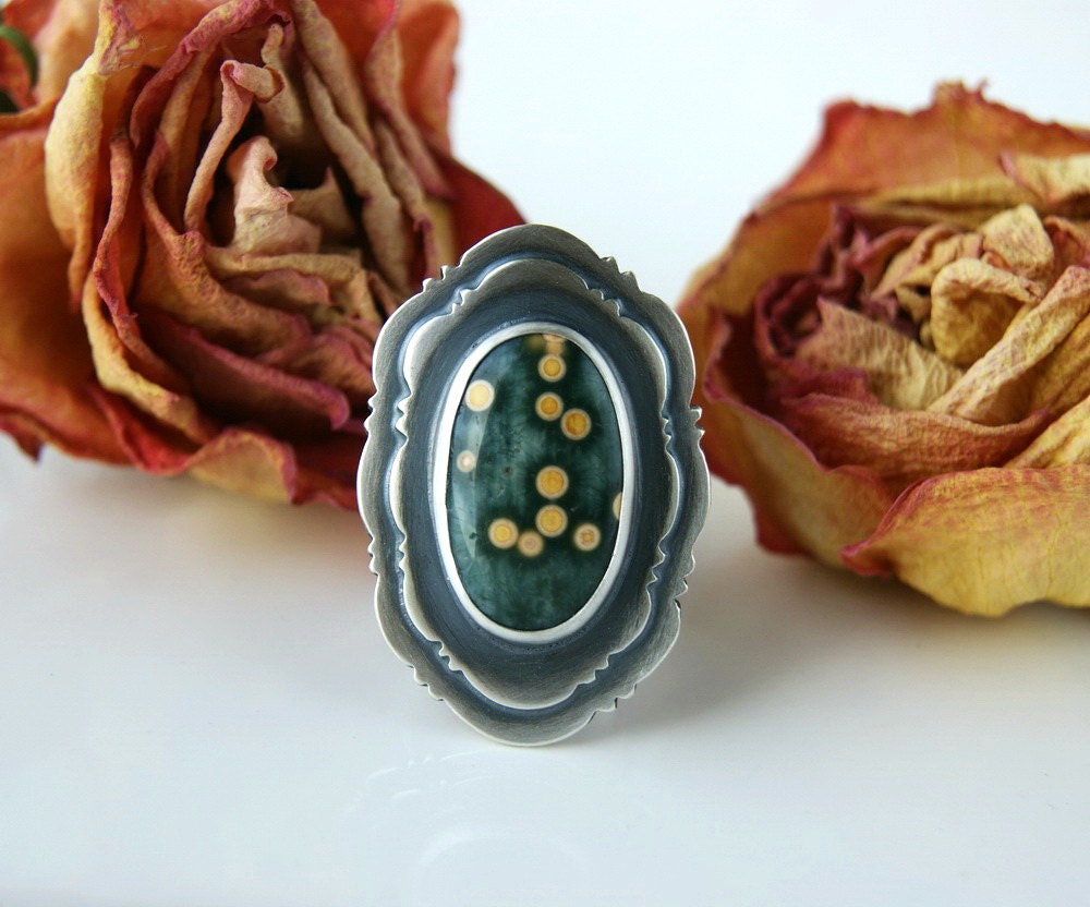 A Deep Forest Walk - Ocean Jasper Sterling Silver Ring