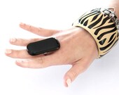 Black Ring Glass - big bold handmade cocktail ring - CLASSIC BLACK - 2.5 inch - glass