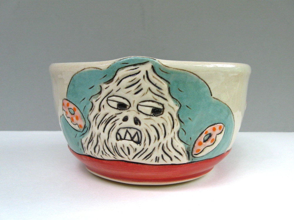 Sasquatch Cereal Bowl With Bigfoot Yeti, Colorful