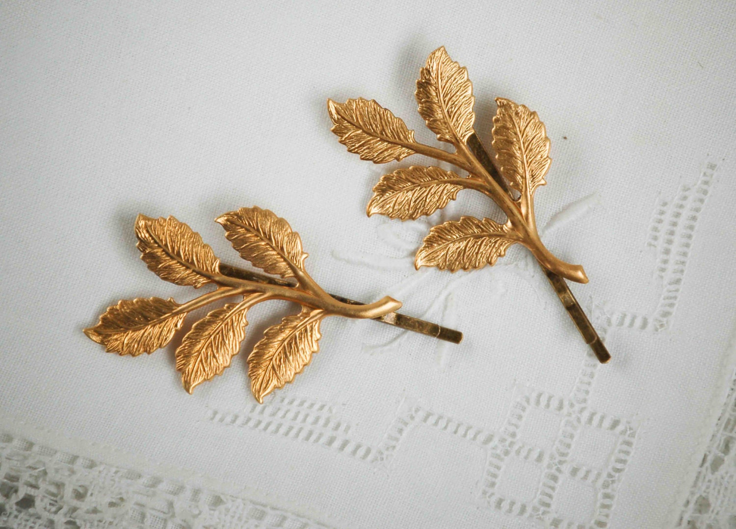 Gold Branch Hair Accessories Bobby Pin Set Gold Leaf Woodland Wedding Golden Leaves Fairy Faerie Nature Garden Wedding Bridal