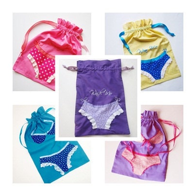 Custom Lingerie bag - Choose Fabrics and Embroidered Word