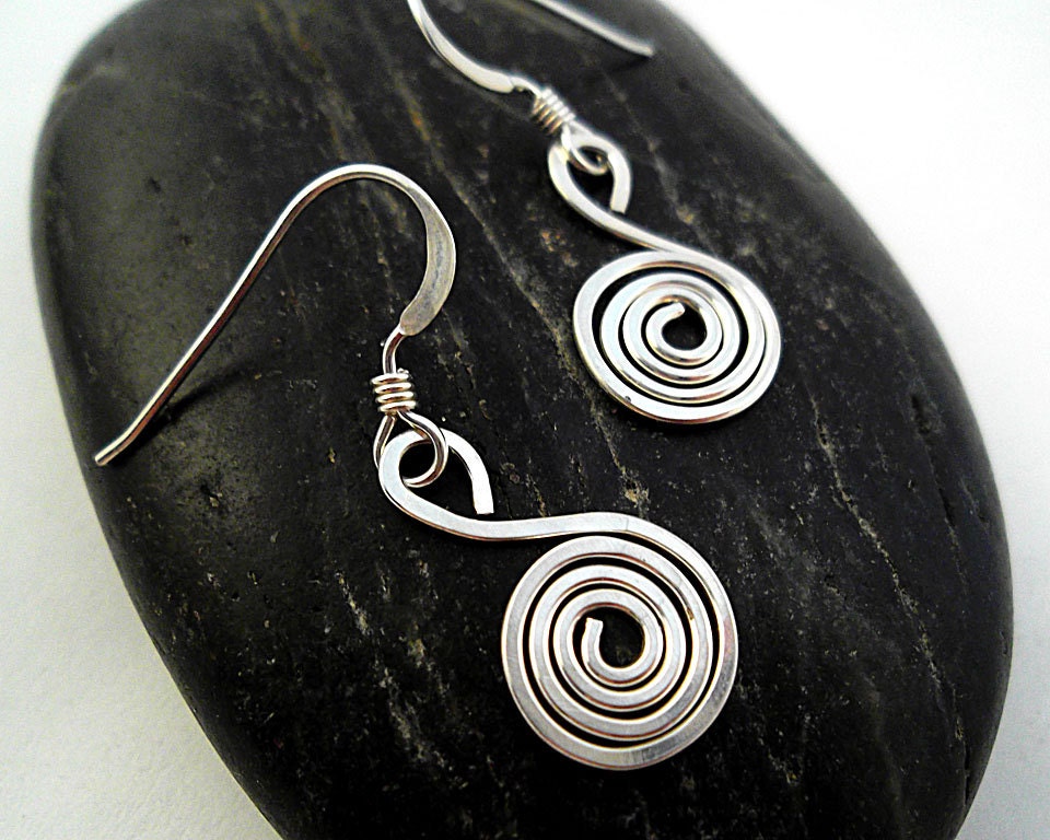 Spellbinding Hammered Sterling Silver Spiral Earrings, Spiral Jewelry