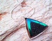 Druzy Necklace, Amazing Rainbow Druzy Jewelry, Star Trek Insignia Like Pendant